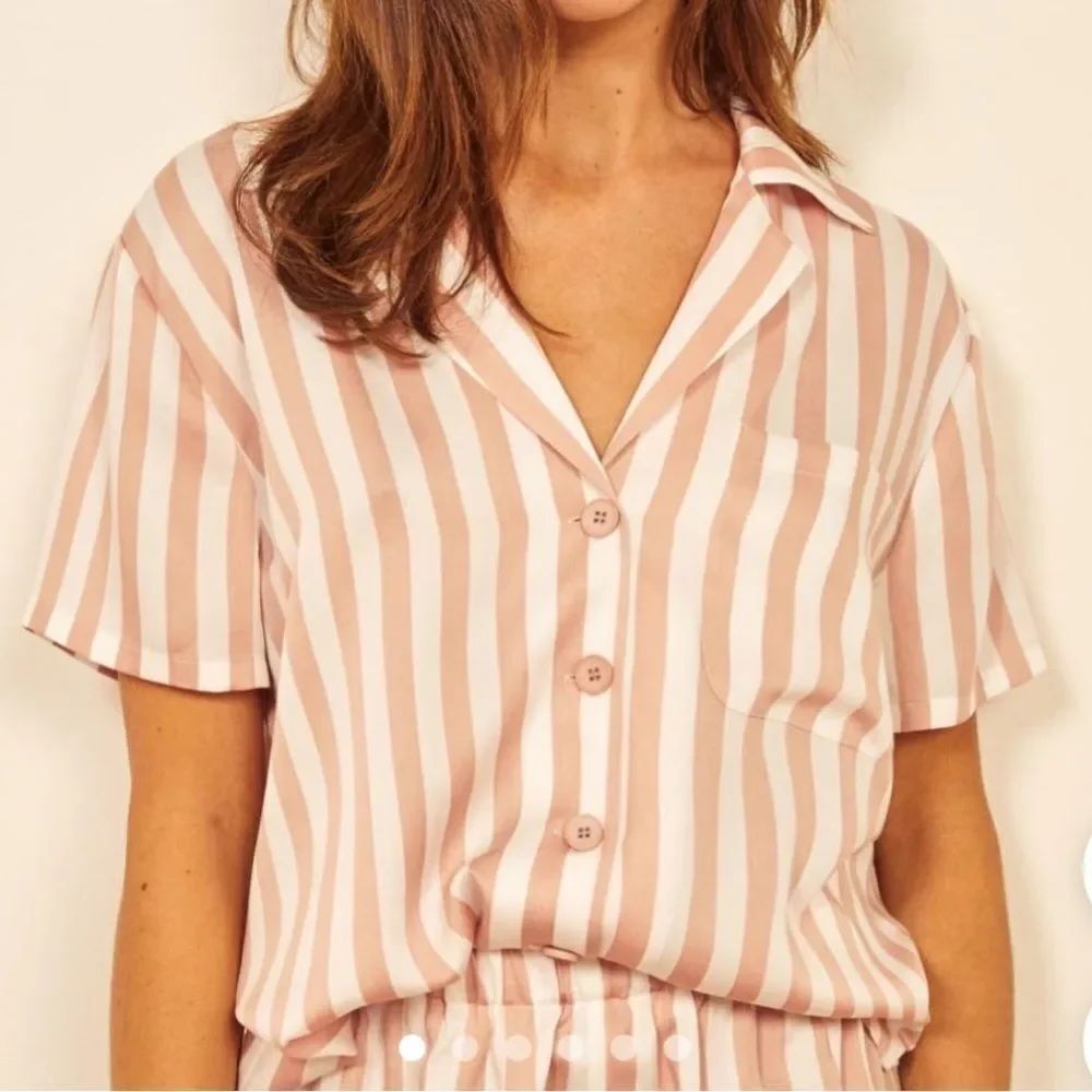 Reformation Cameron Pink White Striped Button Up Top Blouse Women’s Small